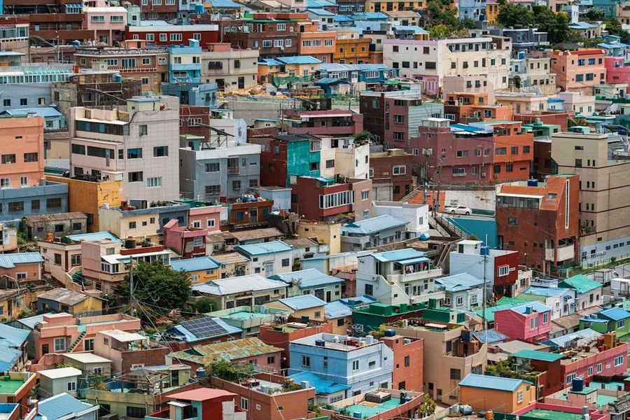 Colorful hillside houses at Gamcheon Culture Village in Busan