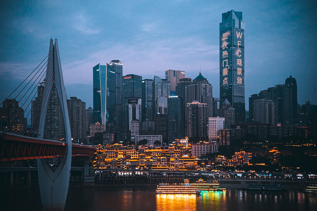 Chongqing night skyline dramatic cityscape