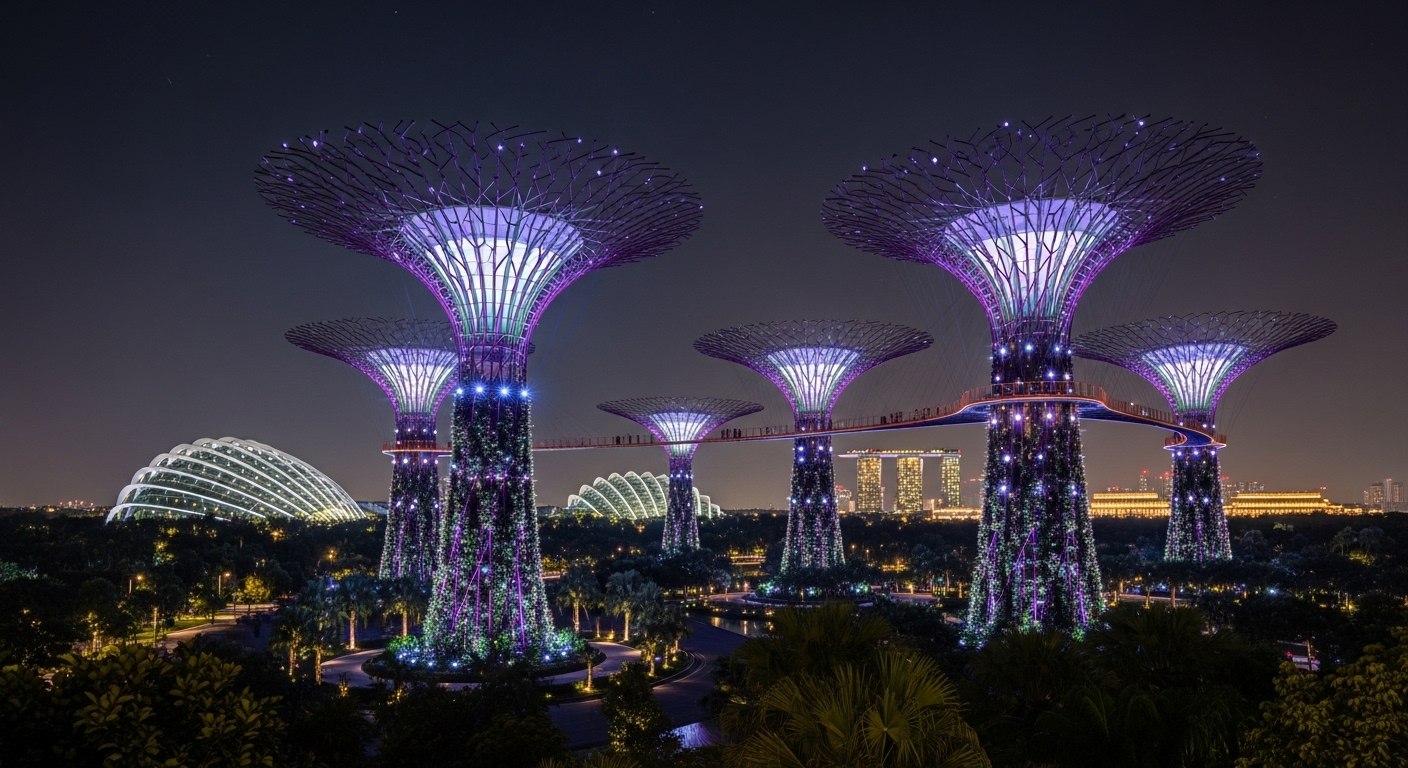 Gardens by the Bay at night
