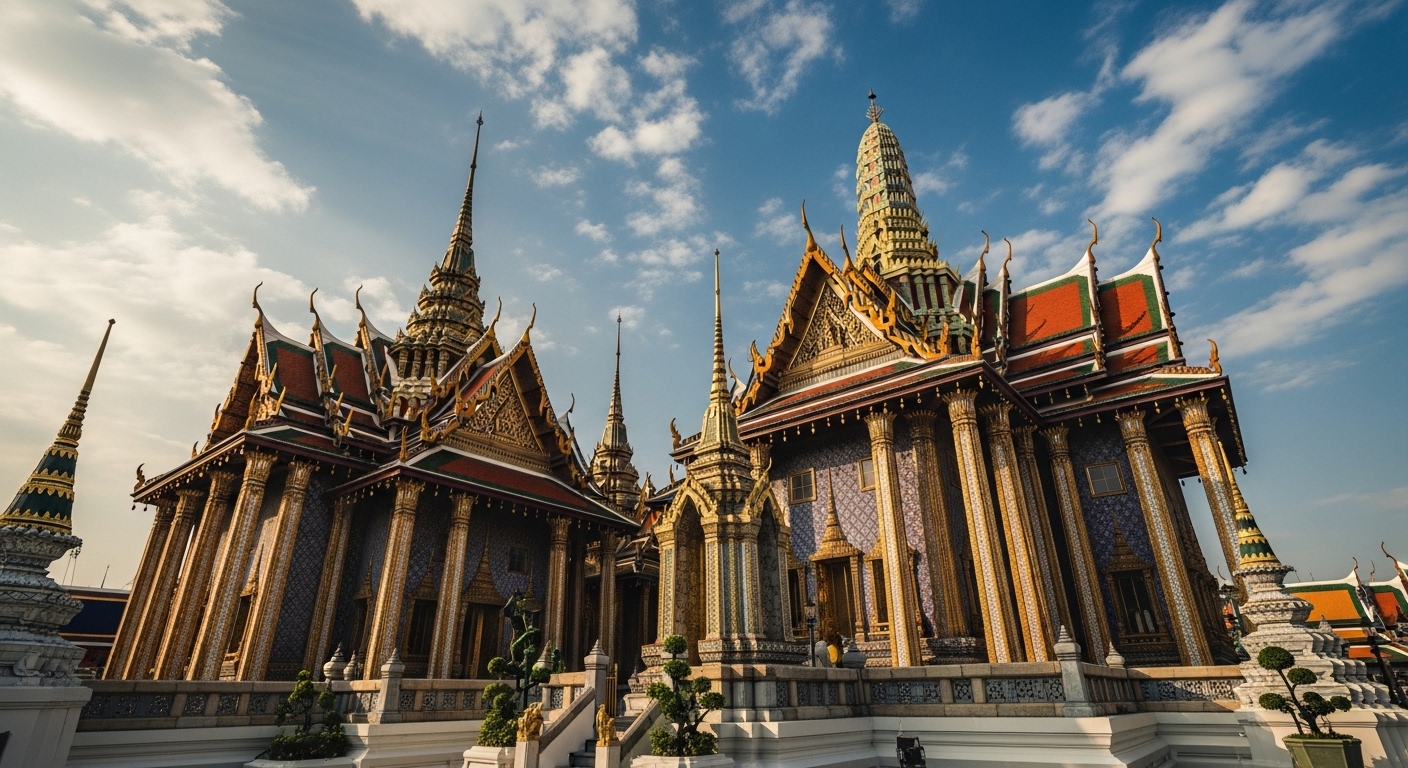 Grand Palace golden spires against blue sky