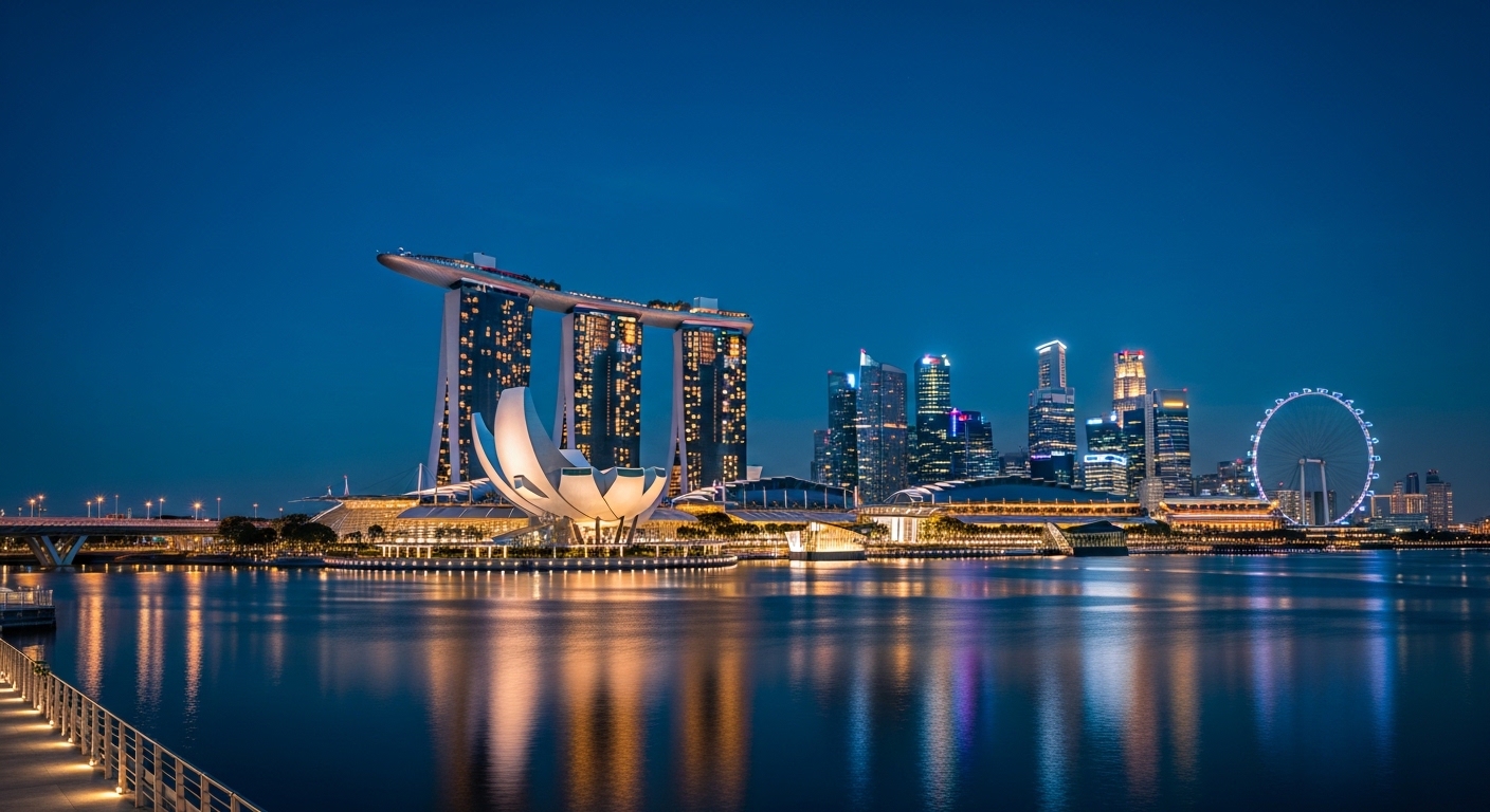 Singapore Marina Bay skyline at night