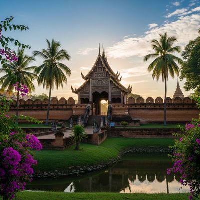 Chiang Mai Old City ancient walls and historic temple gate