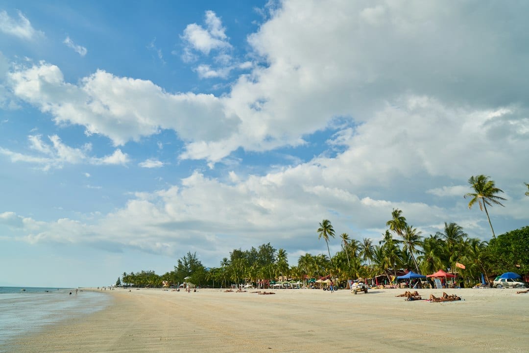 Tropical beach in Langkawi, Malaysia with clear turquoise water