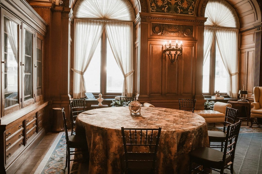 Elegant main dining room aboard a modern cruise ship