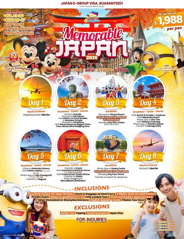 Memorable Japan 2026 Tour Package Brochure