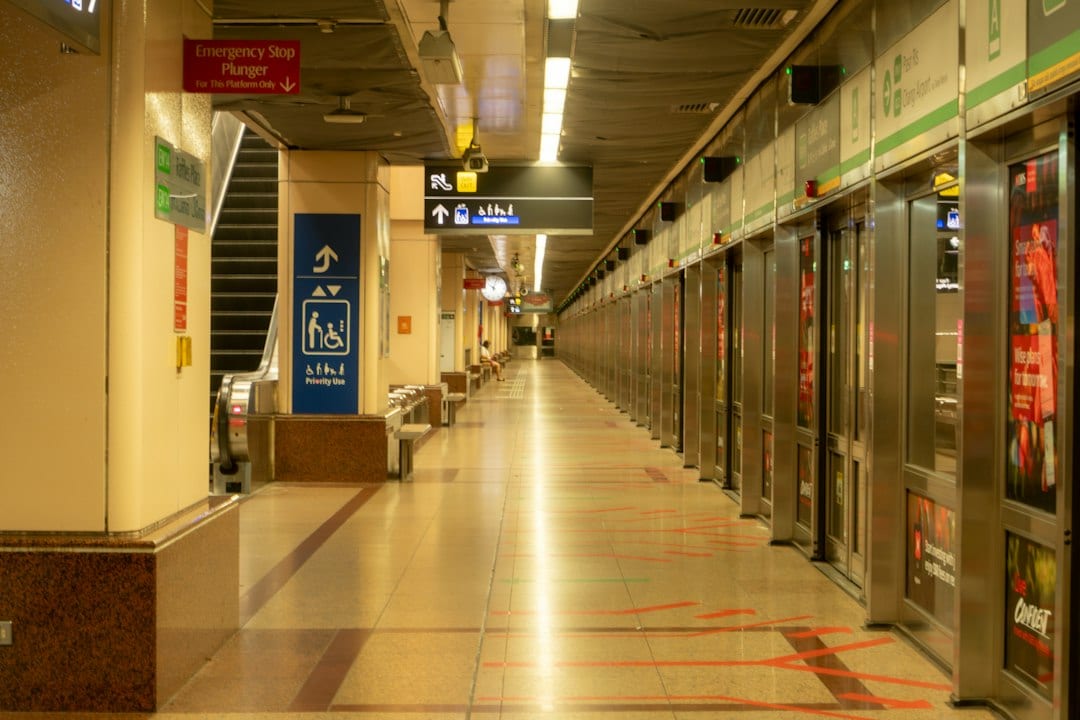 Singapore MRT train station platform with modern interior