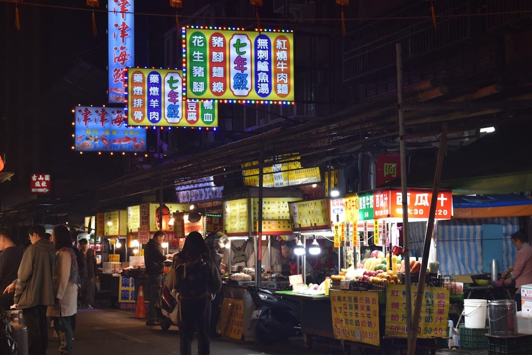 Crispy fried stinky tofu served at a Taiwan night market stall