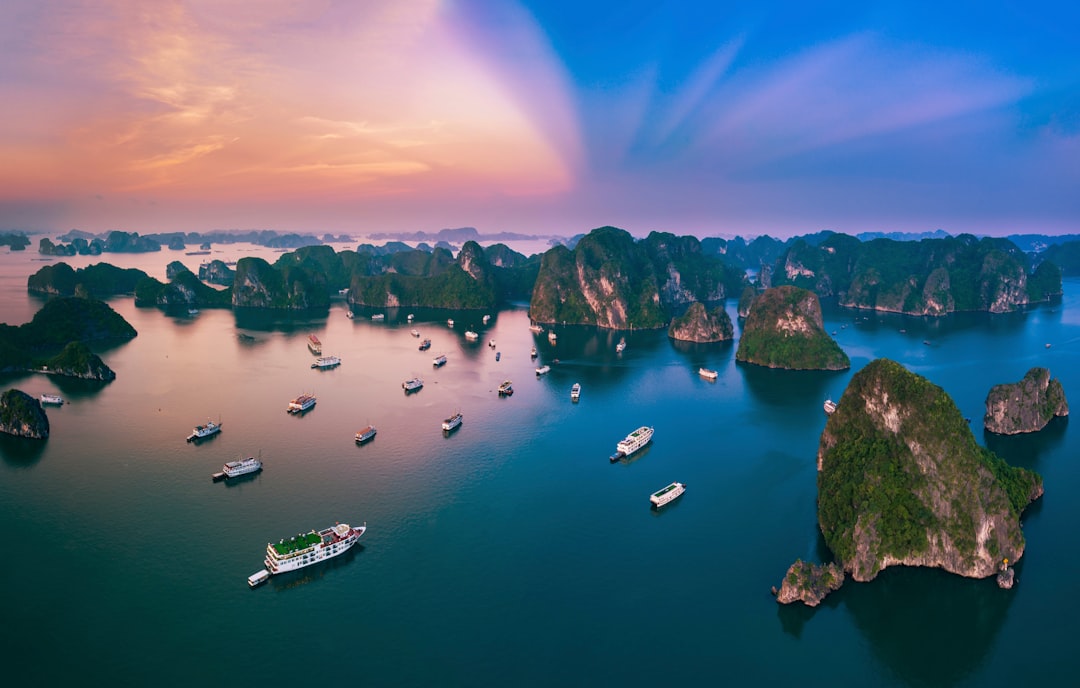 Ha Long Bay Vietnam scenic limestone karsts aerial view