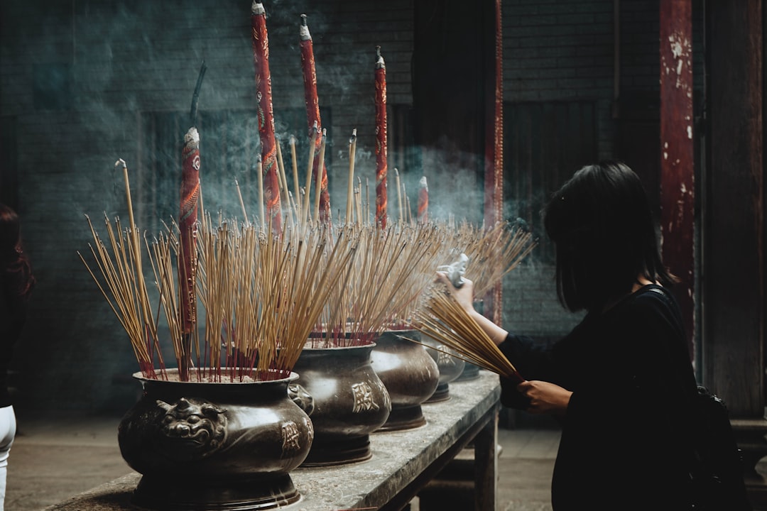 Quang Phu Cau Incense Village with colorful drying incense sticks